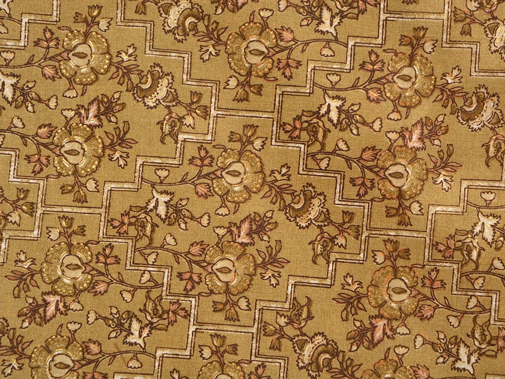 Coffee Brown Floral Soft Cotton Muslin Fabric