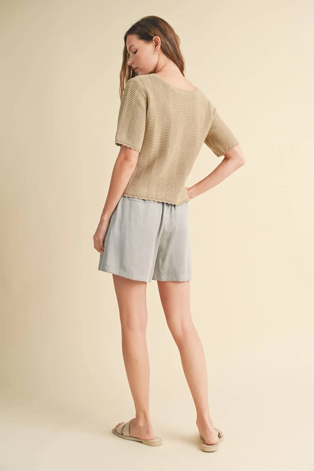 CROCHET 1/2 SLEEVE SWEATER TOP