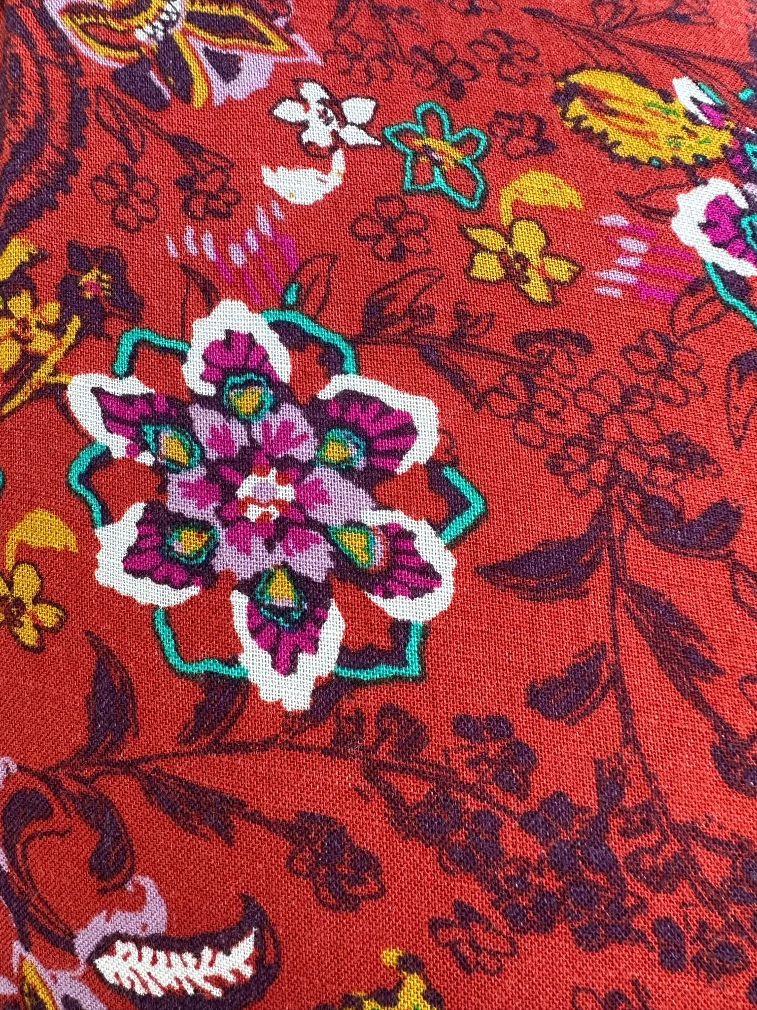 Deep Red Multicolor Floral Baby Doll Blouse, Size 1/2X