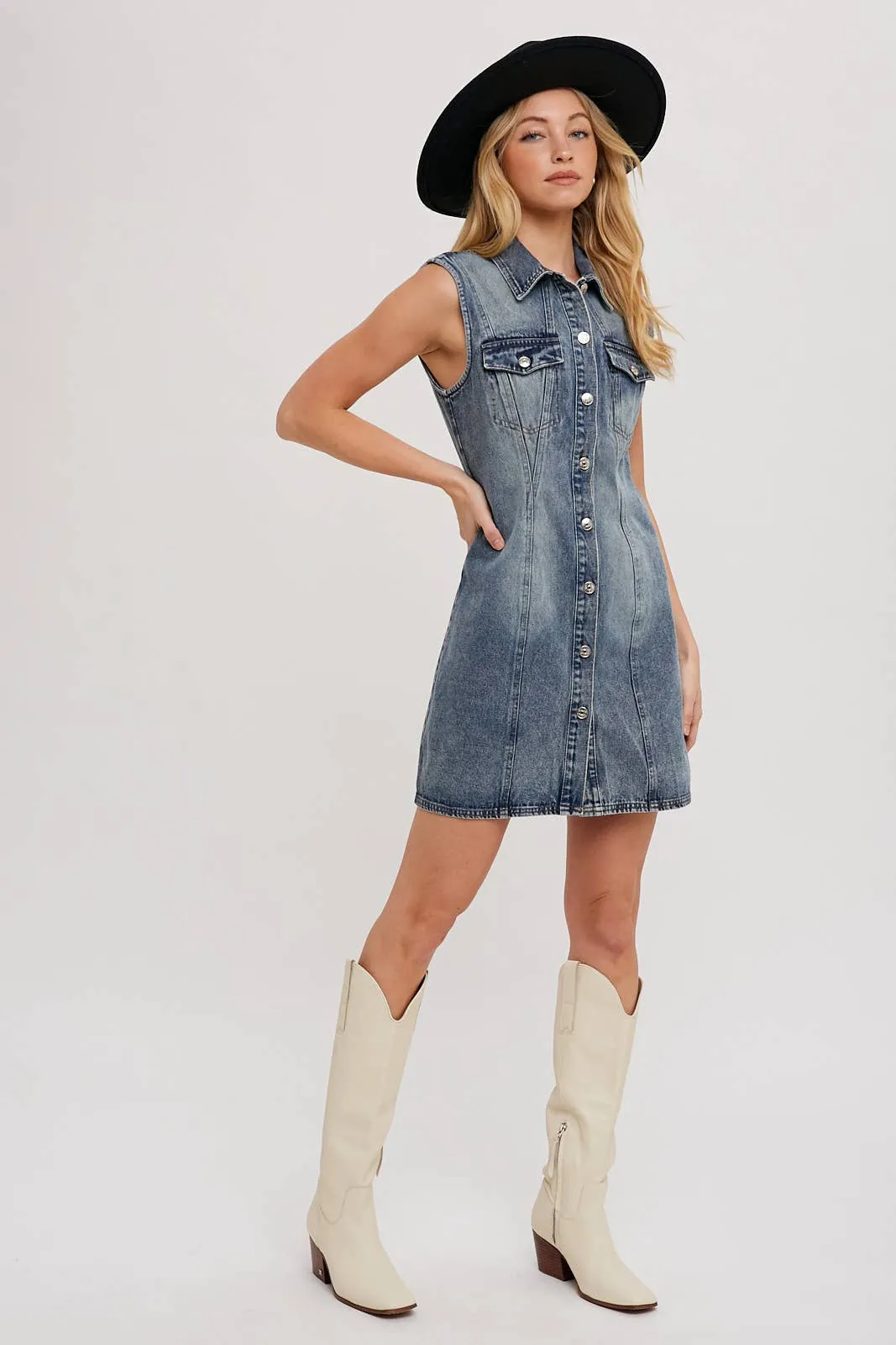Denim Vest Up Dress