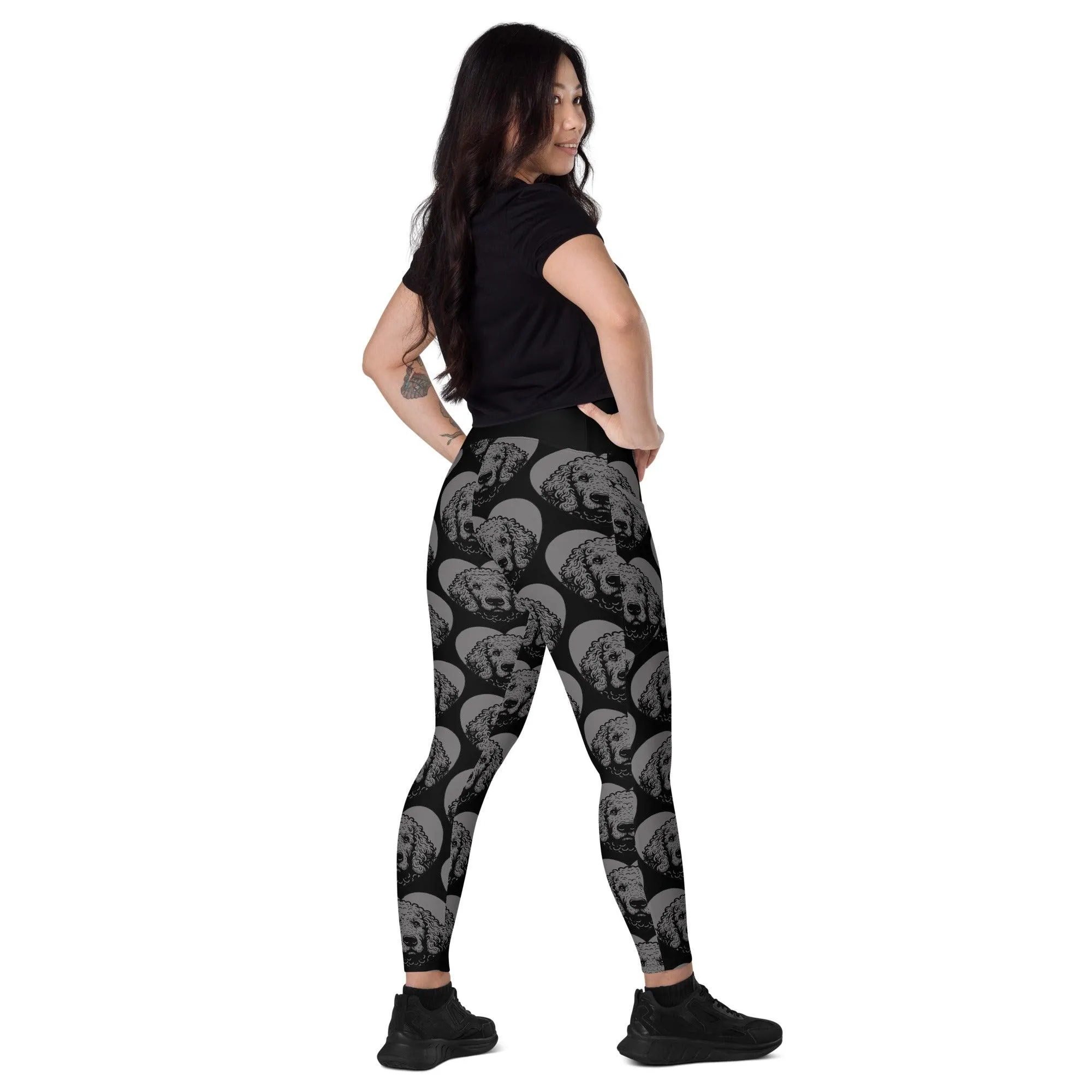DOG BREED LEGGINGS with pockets - CURLY COATED RETRIEVER - HERTTAHOUND - grey