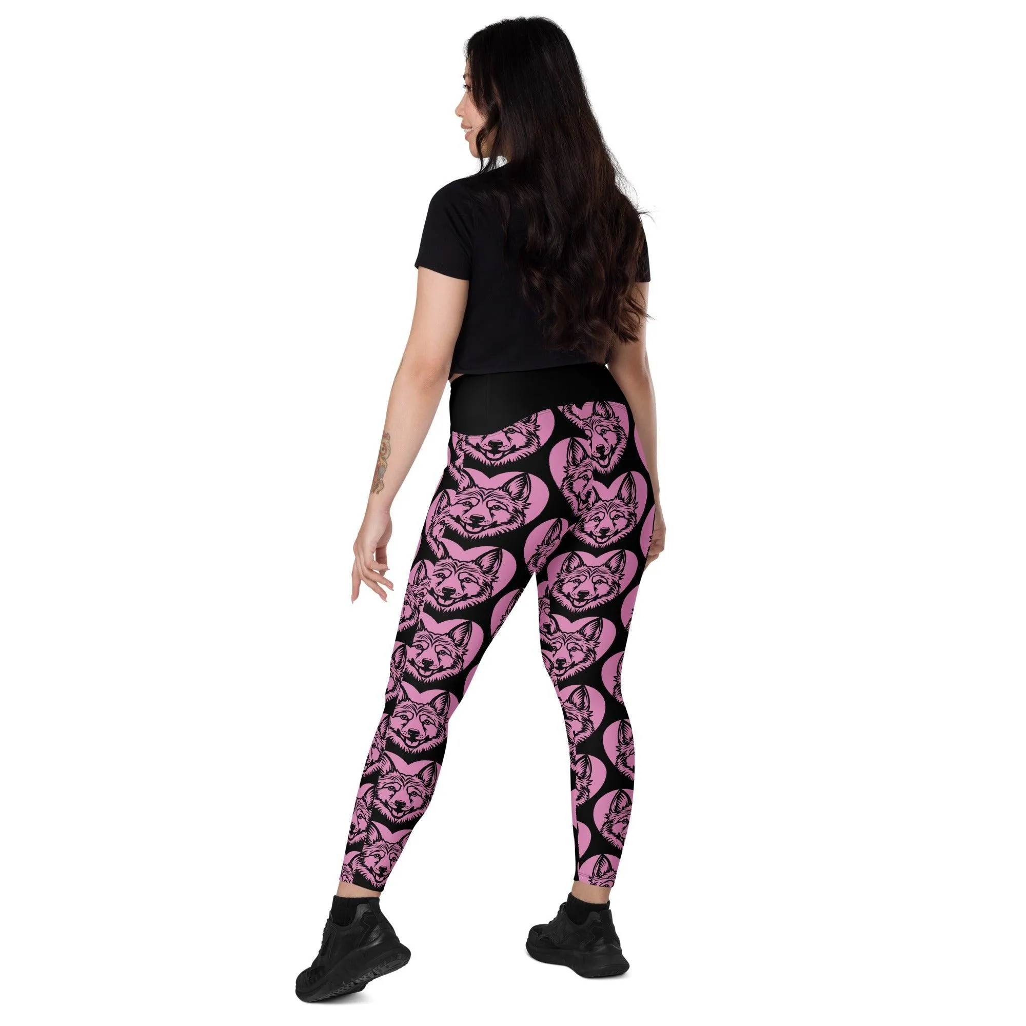 DOG BREED LEGGINGS with pockets - NORWEGIAN LUNDEHUND - HERTTAHOUND - pink