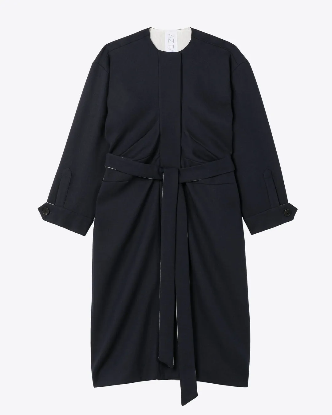 DRAPED WOOL COAT - NAVY