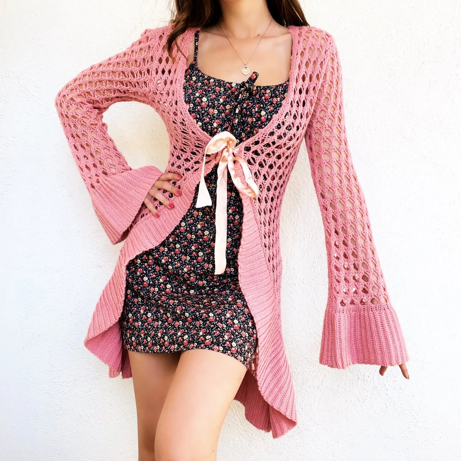 Early 2000s Long Pink Cardigan