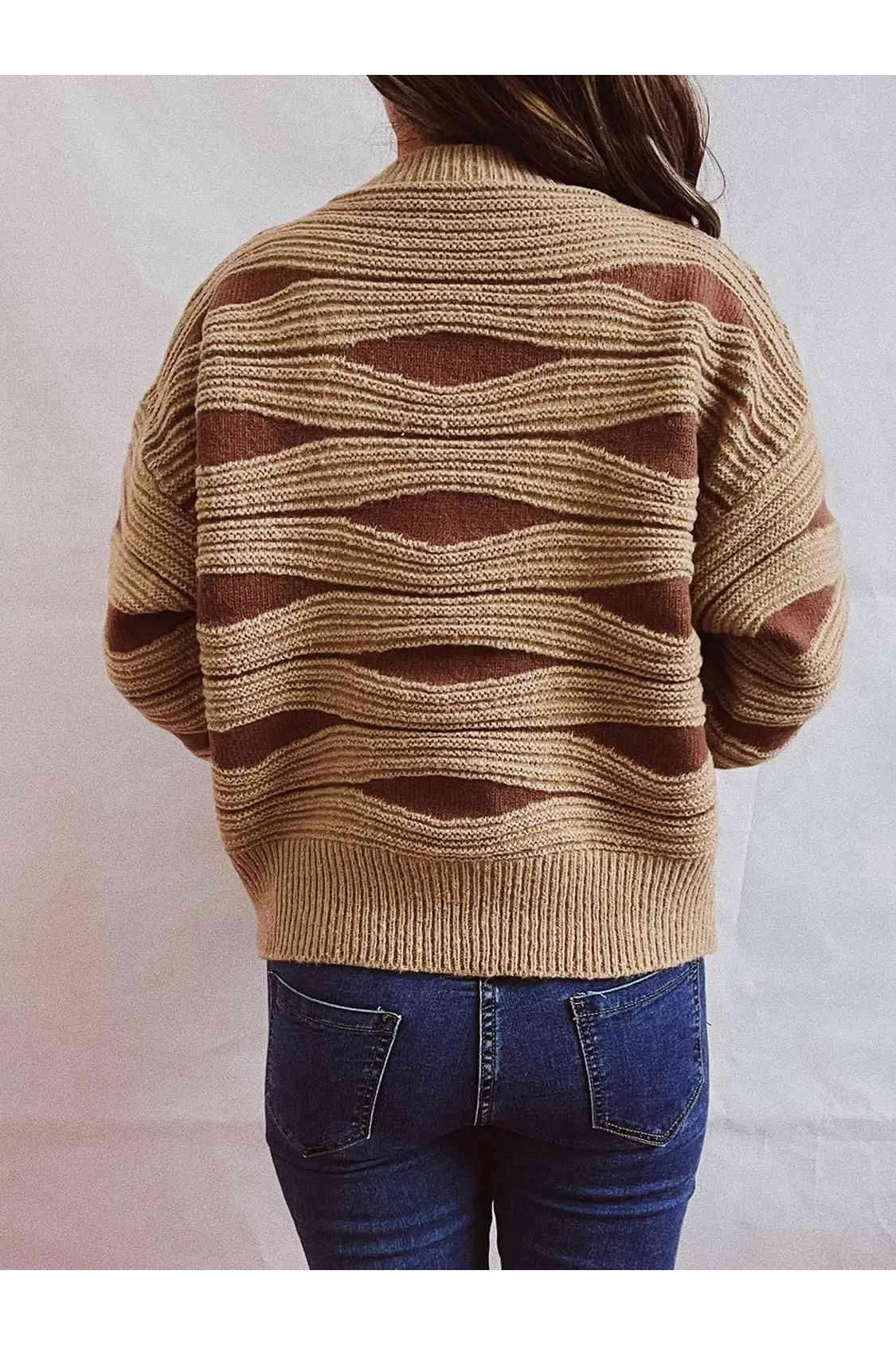 Elena Color Block Button Front Cardigan