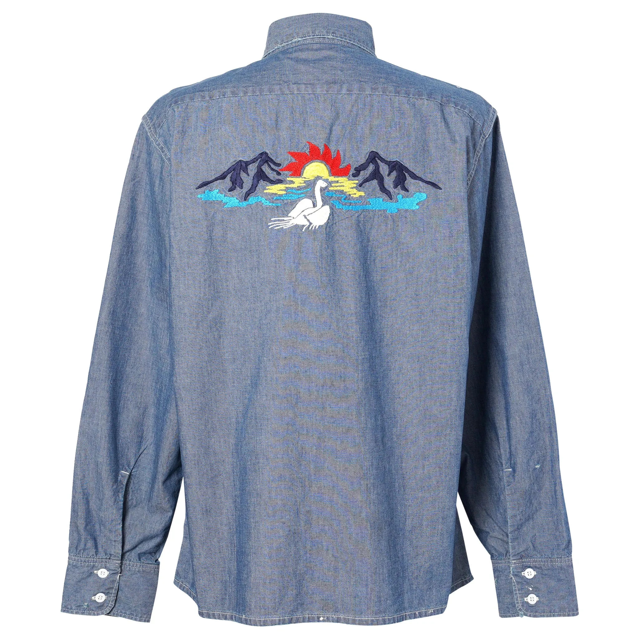EMBROIDERY CHAMBRAY SHIRTS / BLUE
