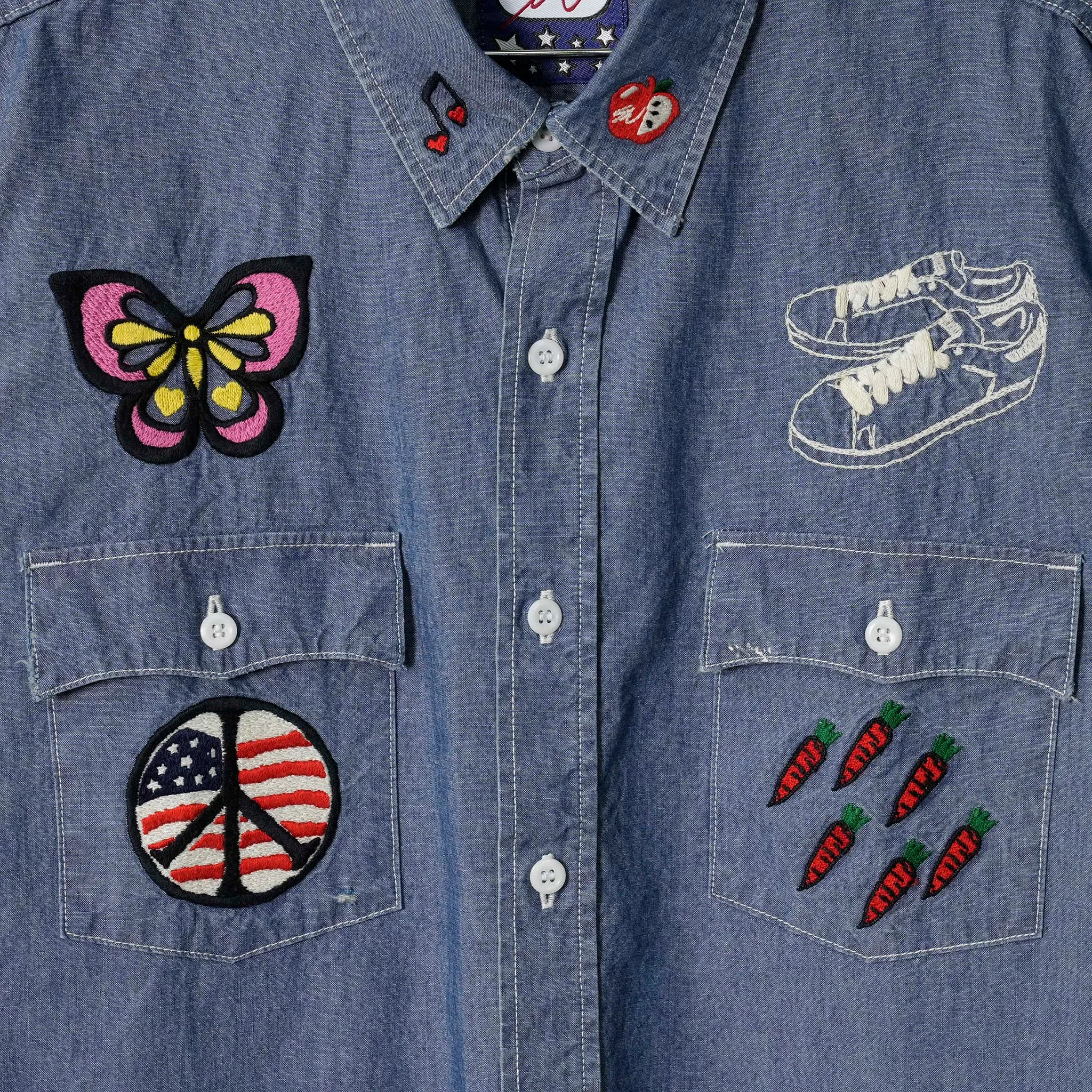 EMBROIDERY CHAMBRAY SHIRTS / BLUE