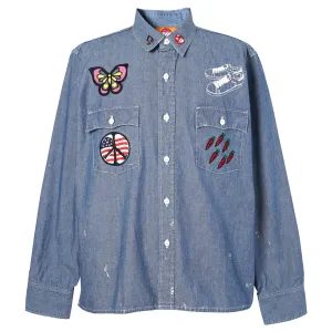 EMBROIDERY CHAMBRAY SHIRTS / BLUE