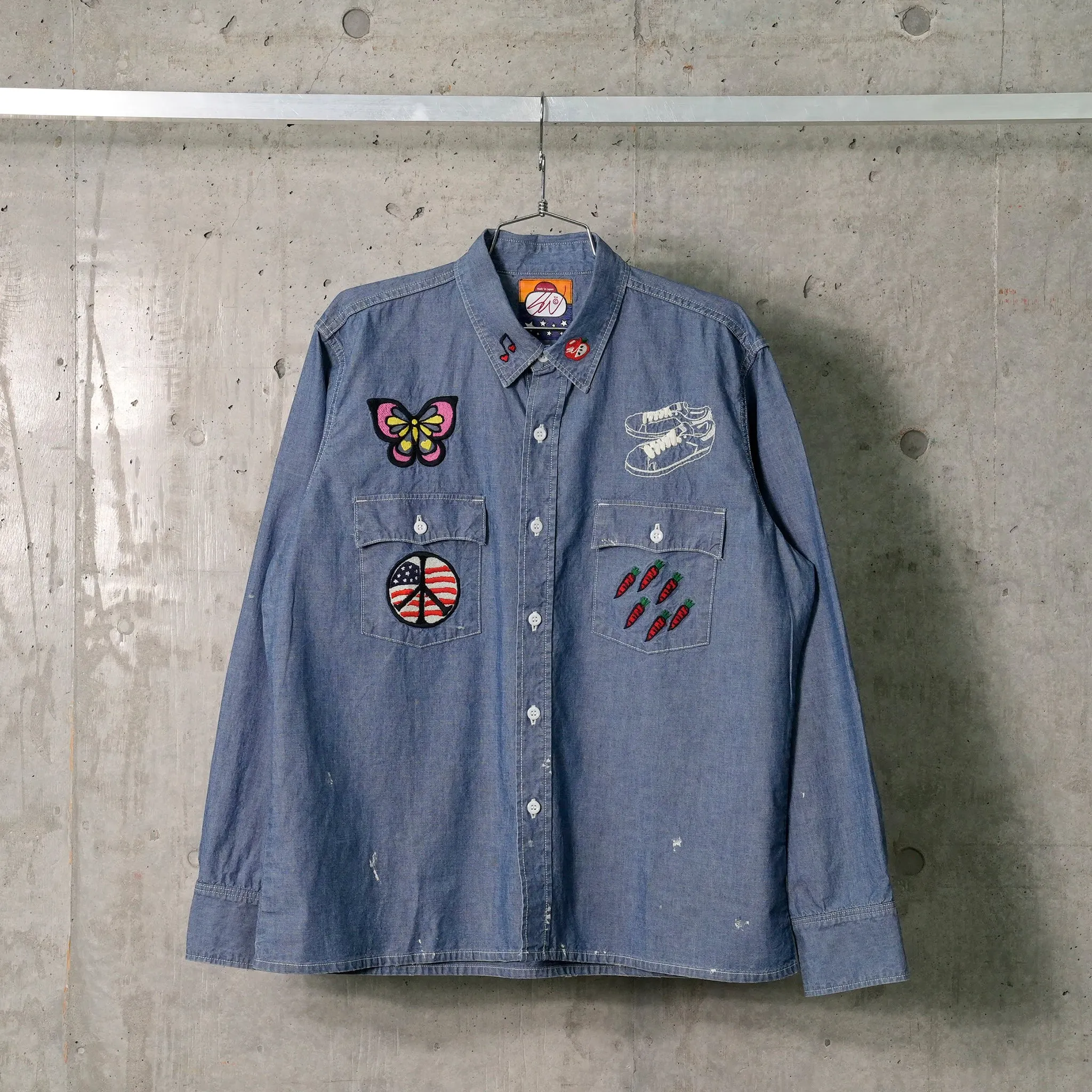 EMBROIDERY CHAMBRAY SHIRTS / BLUE