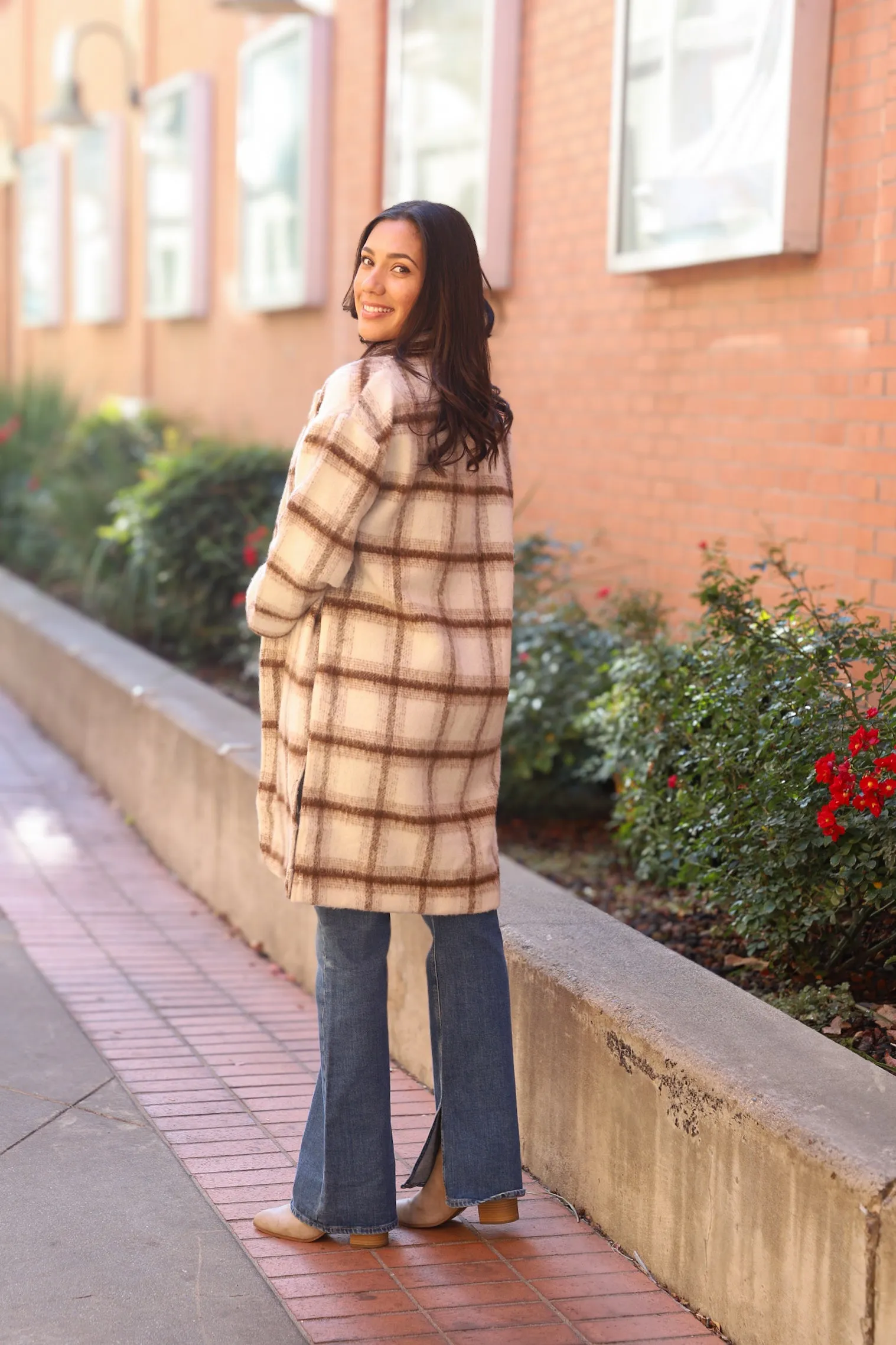 Emily's Long Open Front Coat W/ Pockets