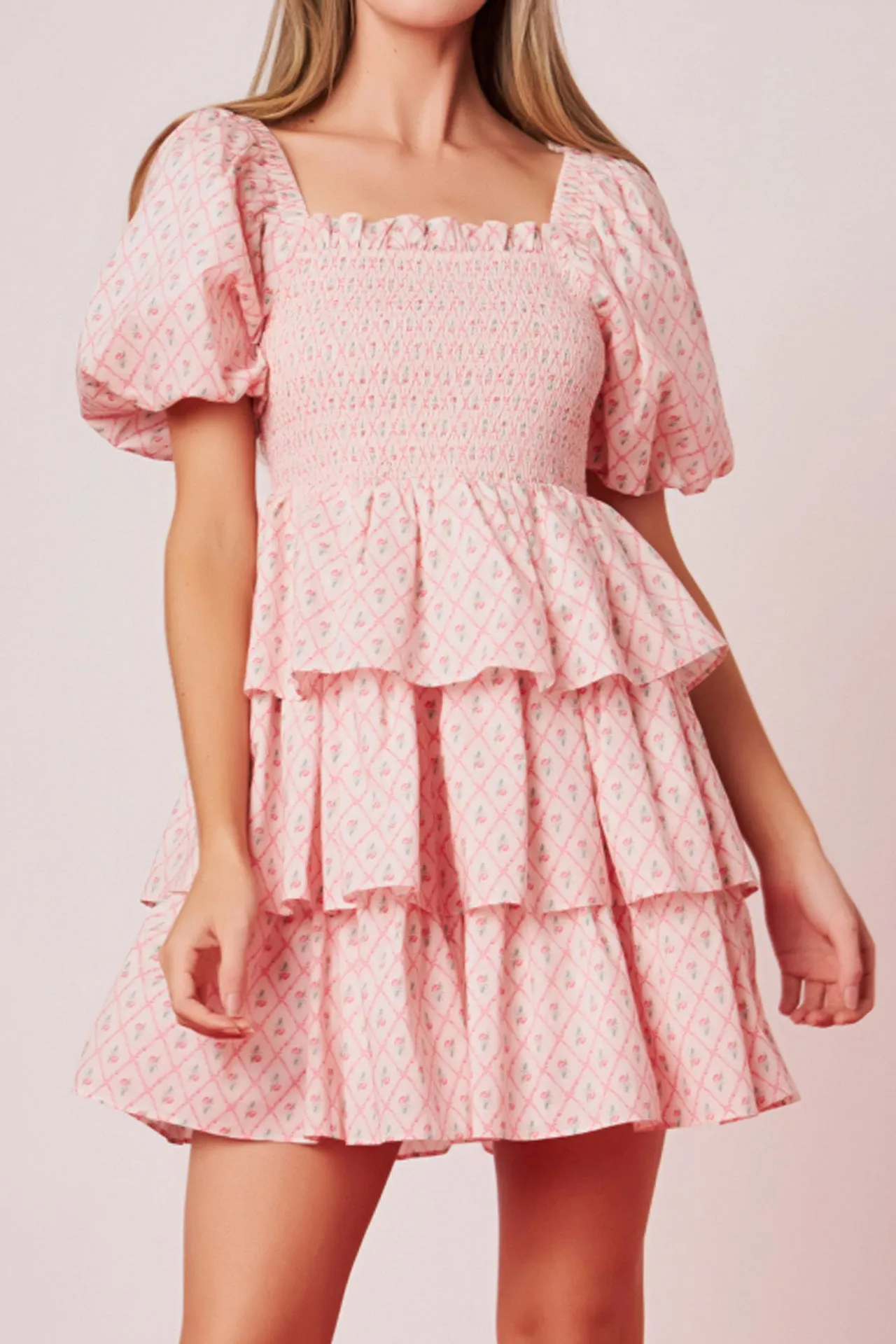 Floral Smocked Tiered Mini Dress