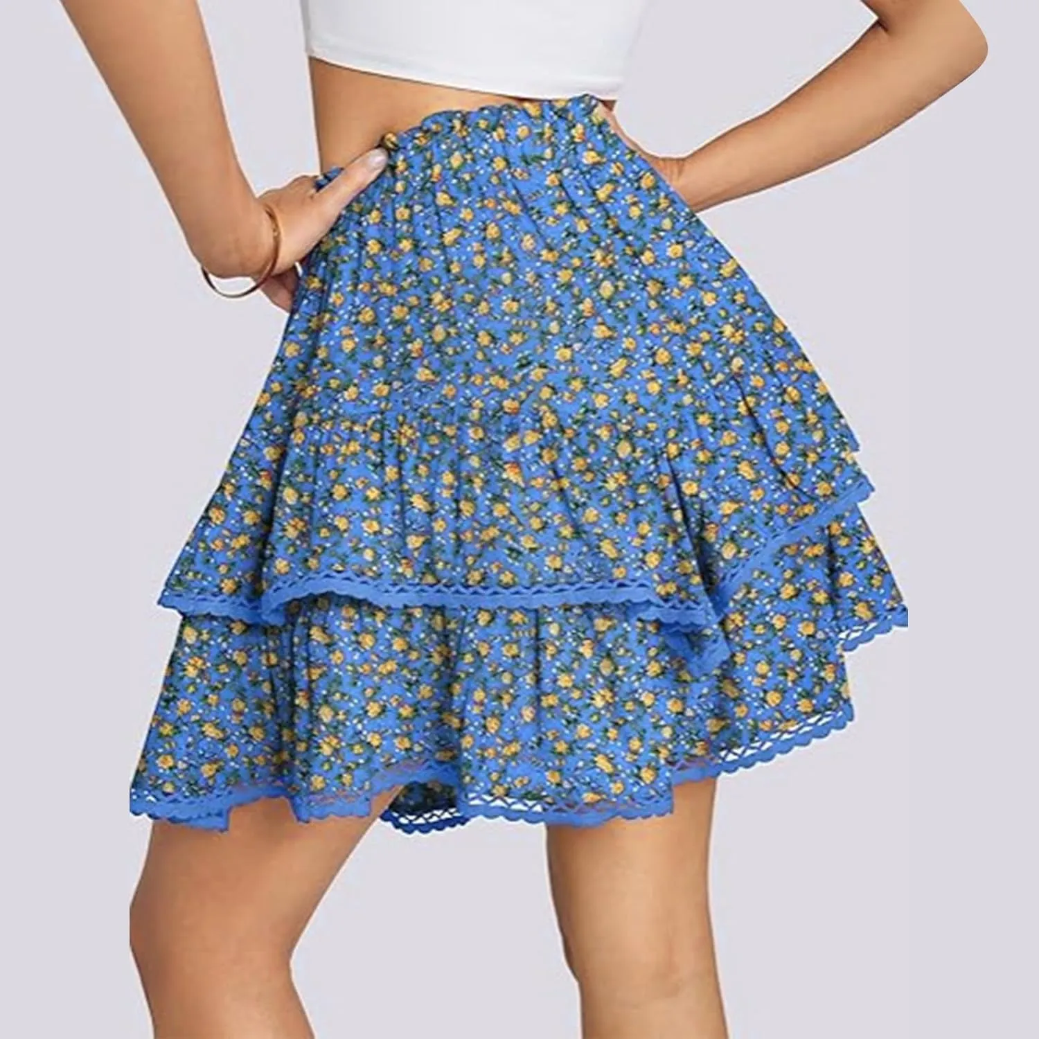 Flowy Shorts for Women Casual Boho Floral Skort Ruffle Mini Skirts Running Tennis Butterfly Shorts 2025 Trendy Outfit