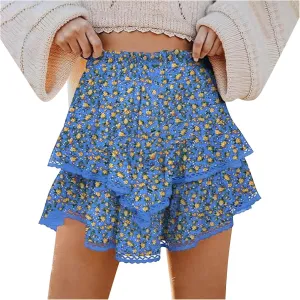 Flowy Shorts for Women Casual Boho Floral Skort Ruffle Mini Skirts Running Tennis Butterfly Shorts 2025 Trendy Outfit