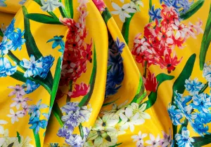 Fragrant Hyacinths on Gold Silk Twill (Made in Italy)