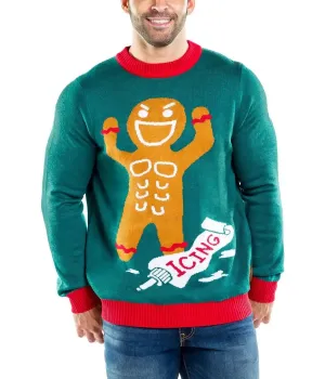 Gingerbread Man Roid Rage Men's Funny Ugly Christmas Sweater