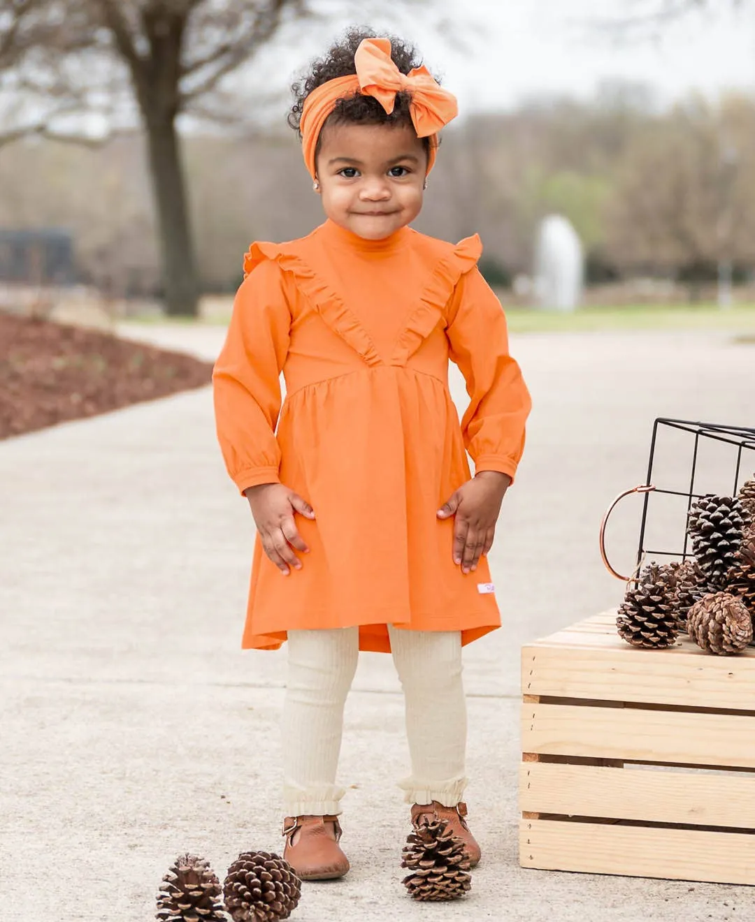 Girls Oatmeal Rib Knit Footless Ruffled Tights