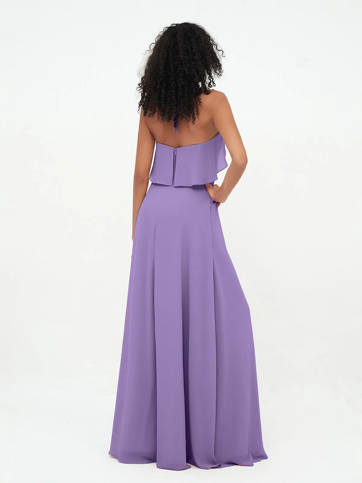 Halter Strap Chiffon Long Bridesmaid Dresses Tahiti