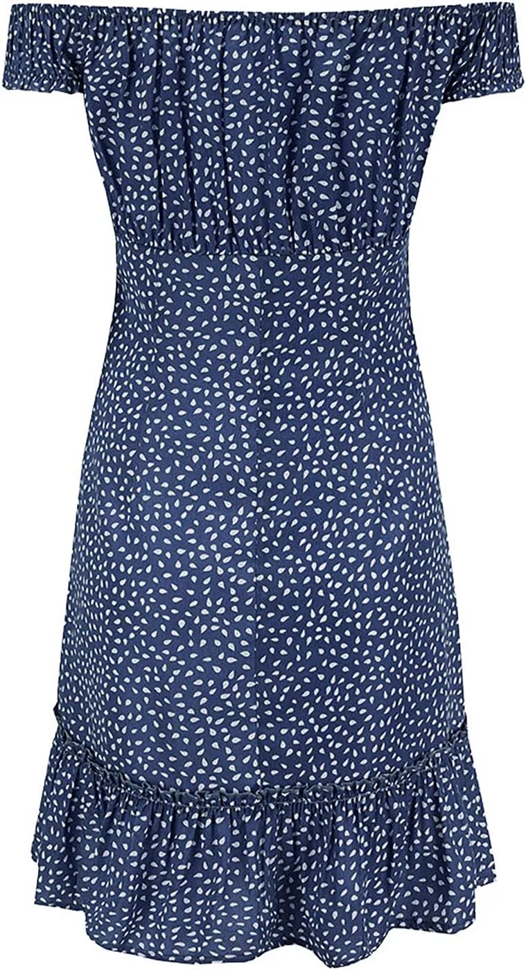 HHmei Women's Summer Casual Sleeveless Dresses, Off Shoulder Above Knee Party Dress Sundress