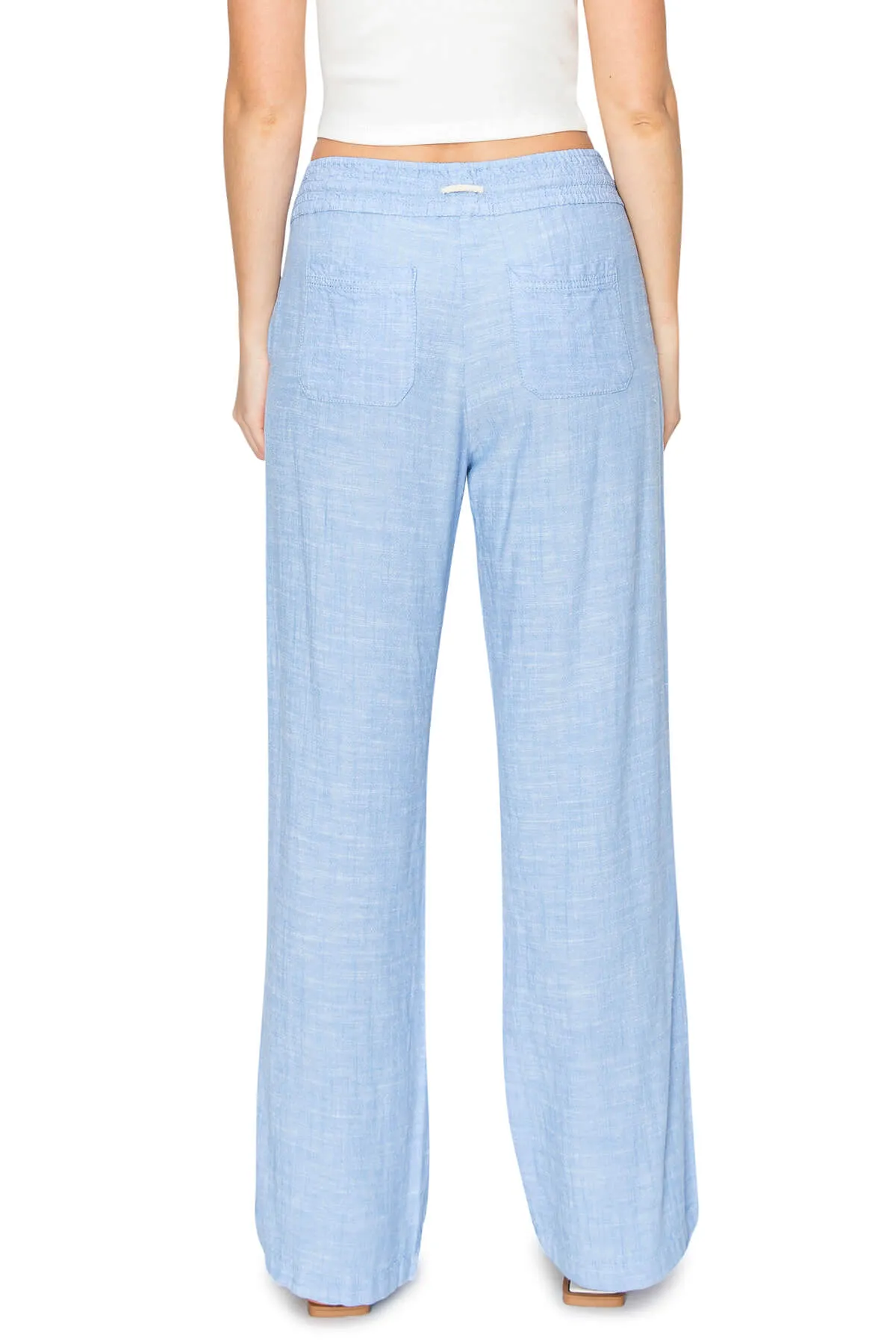 High Waist Relaxed Lounge Beach Pants - Blue