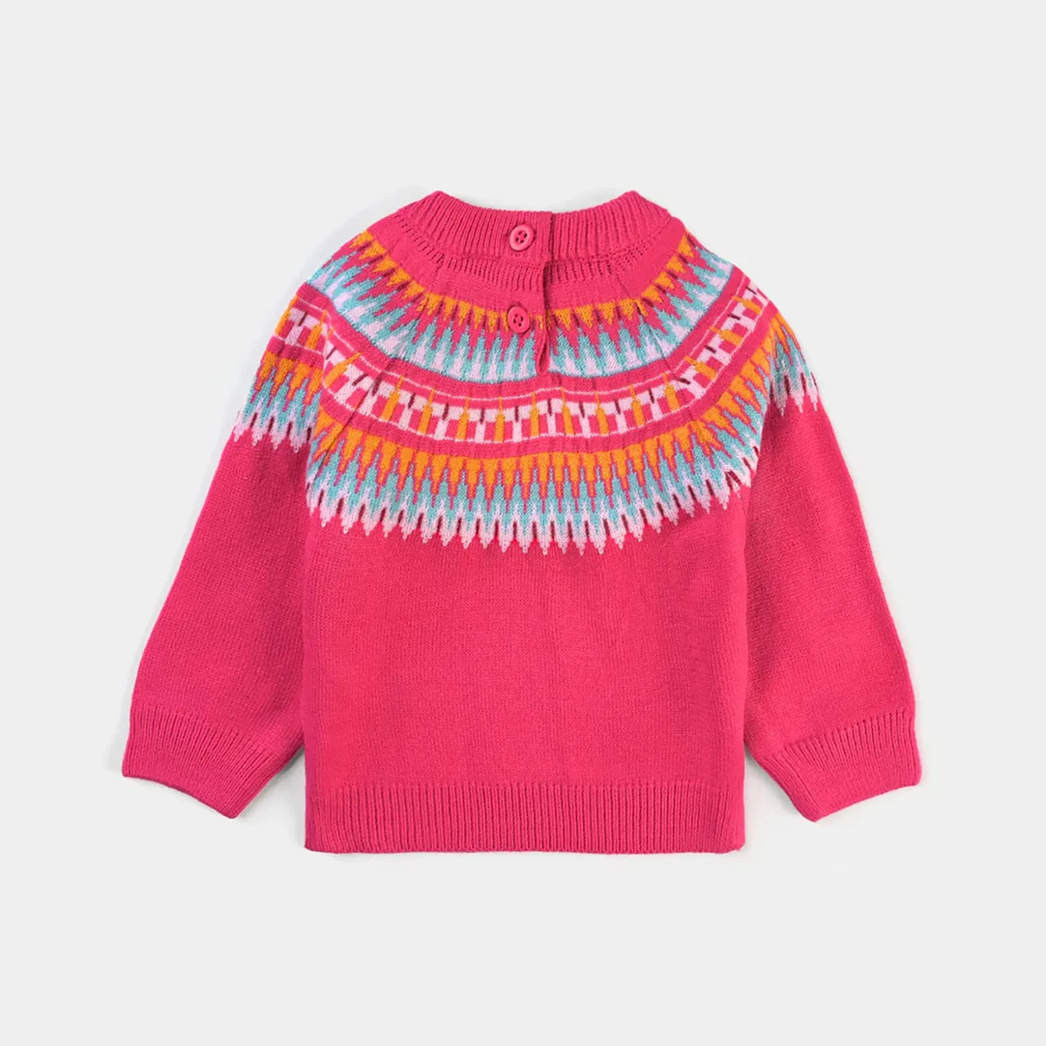 Infant Girls Acrylic Sweater Pompom Fusion-Hot Pink