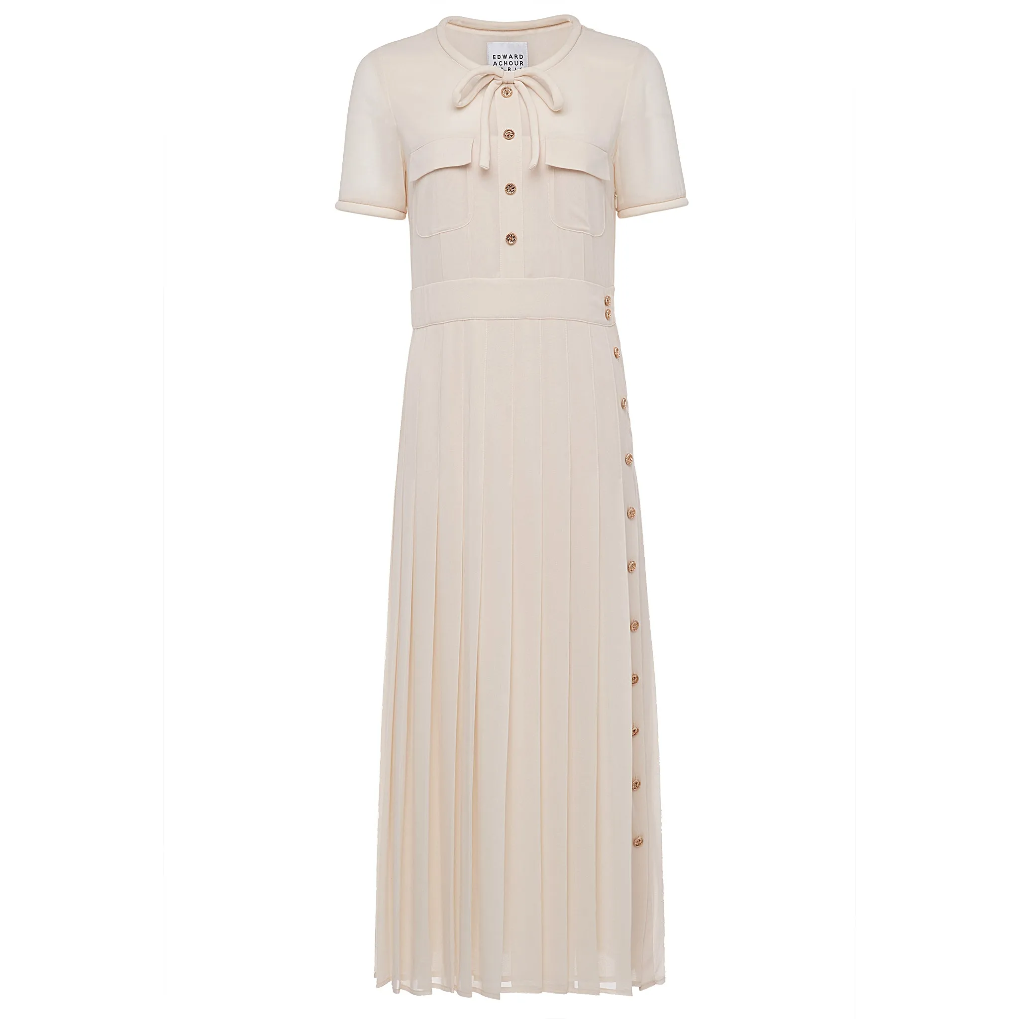 Ivory Pleated Midi Dress