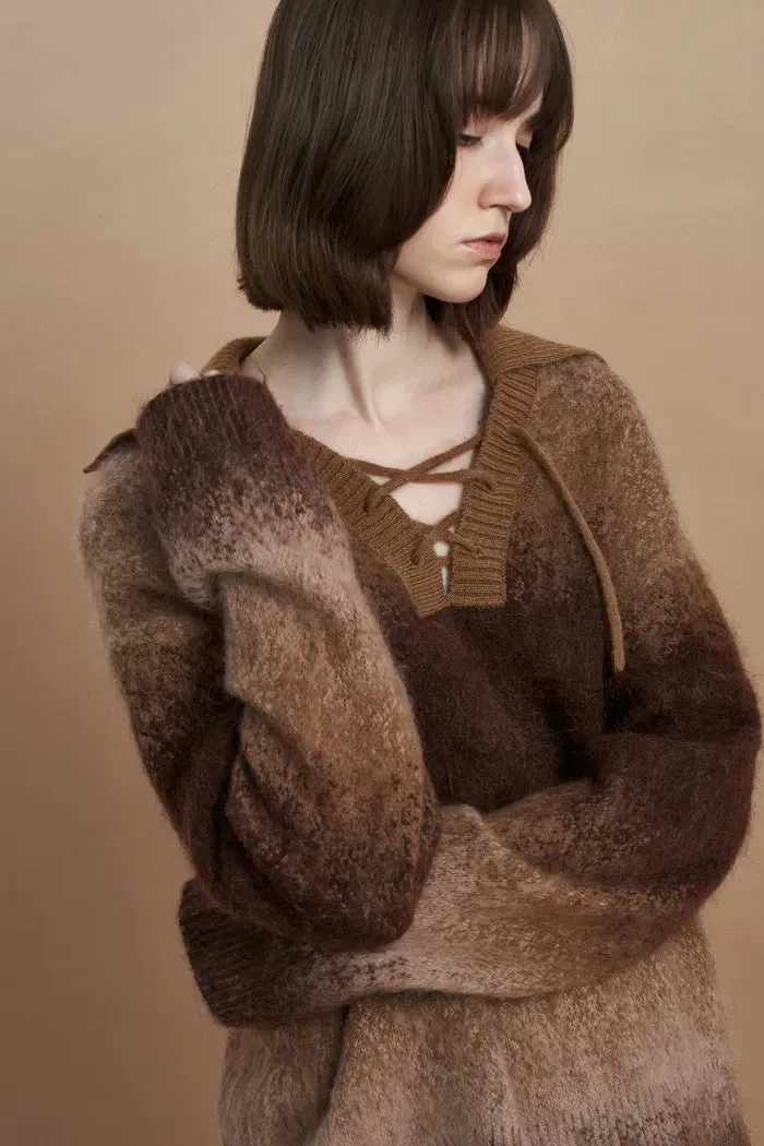 Ivy Collared Sweater in Kid Mohair Wool Knit