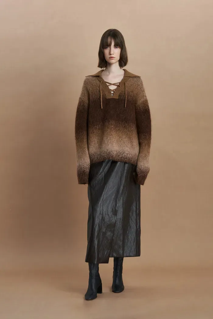 Ivy Collared Sweater in Kid Mohair Wool Knit