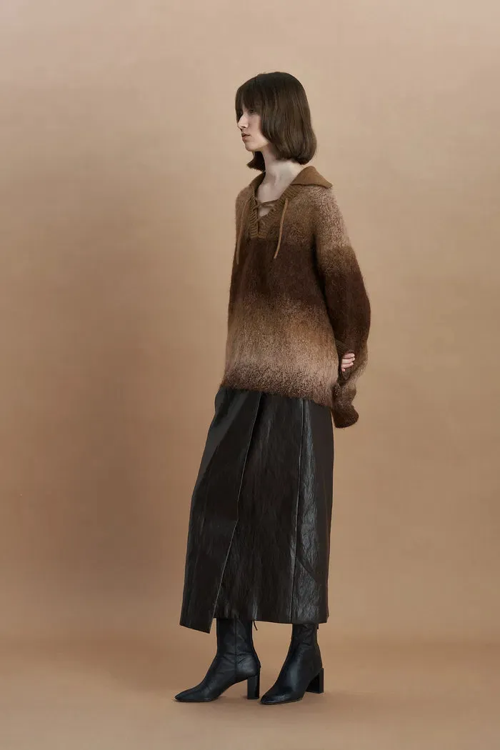 Ivy Collared Sweater in Kid Mohair Wool Knit