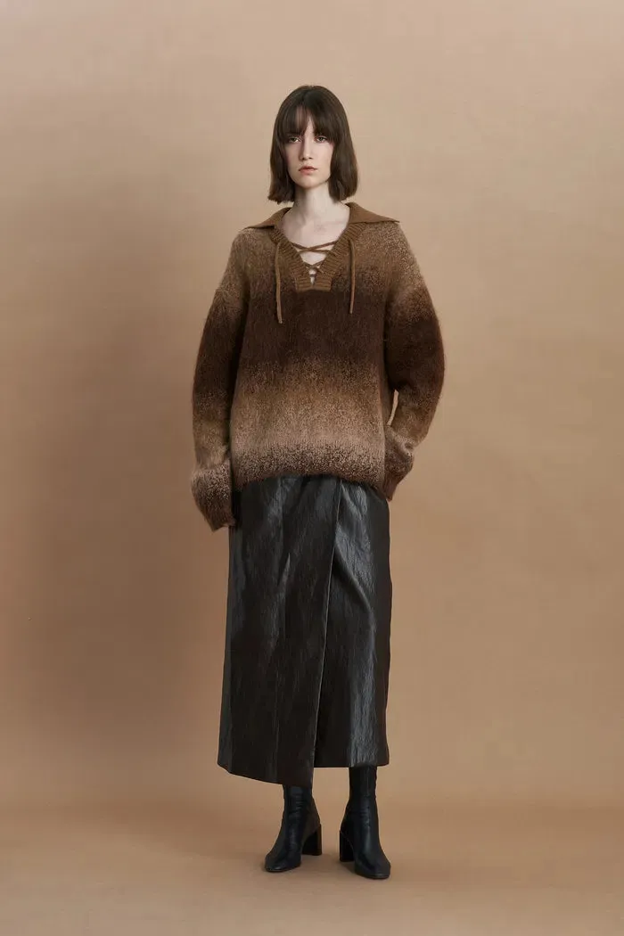 Ivy Collared Sweater in Kid Mohair Wool Knit