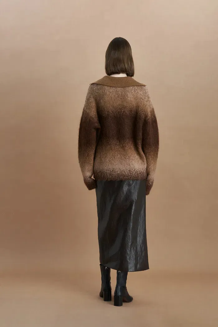 Ivy Collared Sweater in Kid Mohair Wool Knit