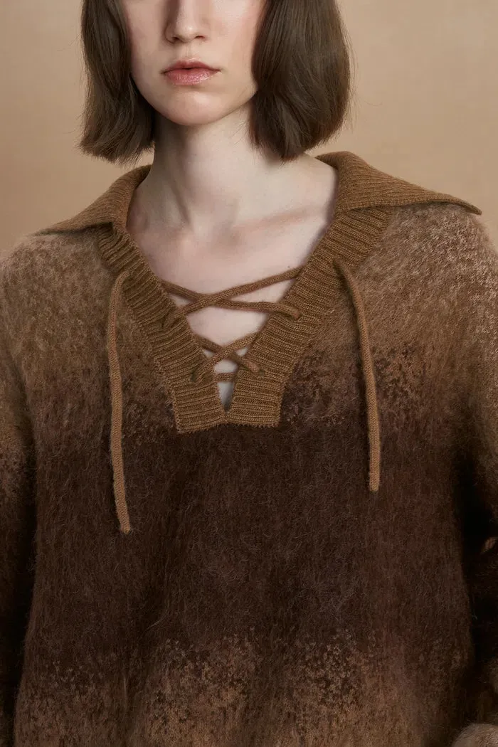 Ivy Collared Sweater in Kid Mohair Wool Knit