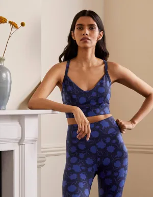 Jessica Active Bra-Navy Persian Blue, Leafy Bud