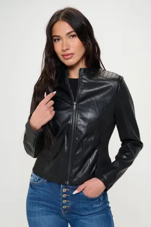 Khloe Zip Up Vegan Moto Jacket