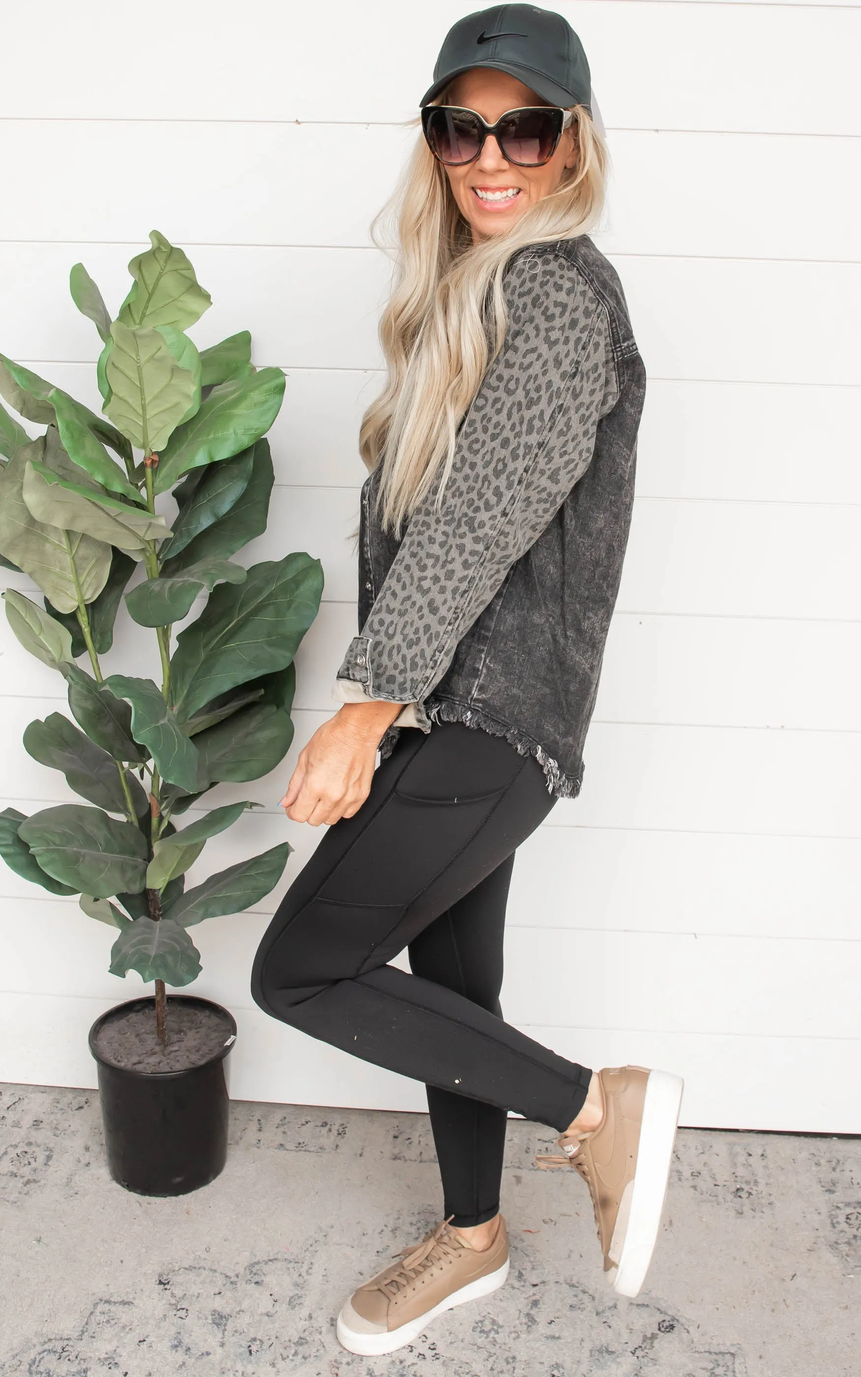 Leopard Contrast Denim Jacket - Final Sale