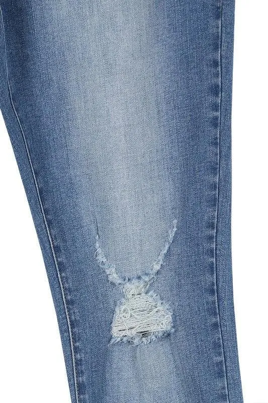 LILOU Dark Wash Distressed Skinny Jeans