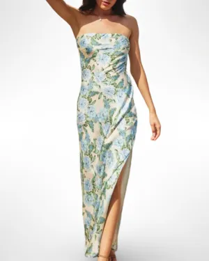 Livvi Hydranga Silk Strapless Dress