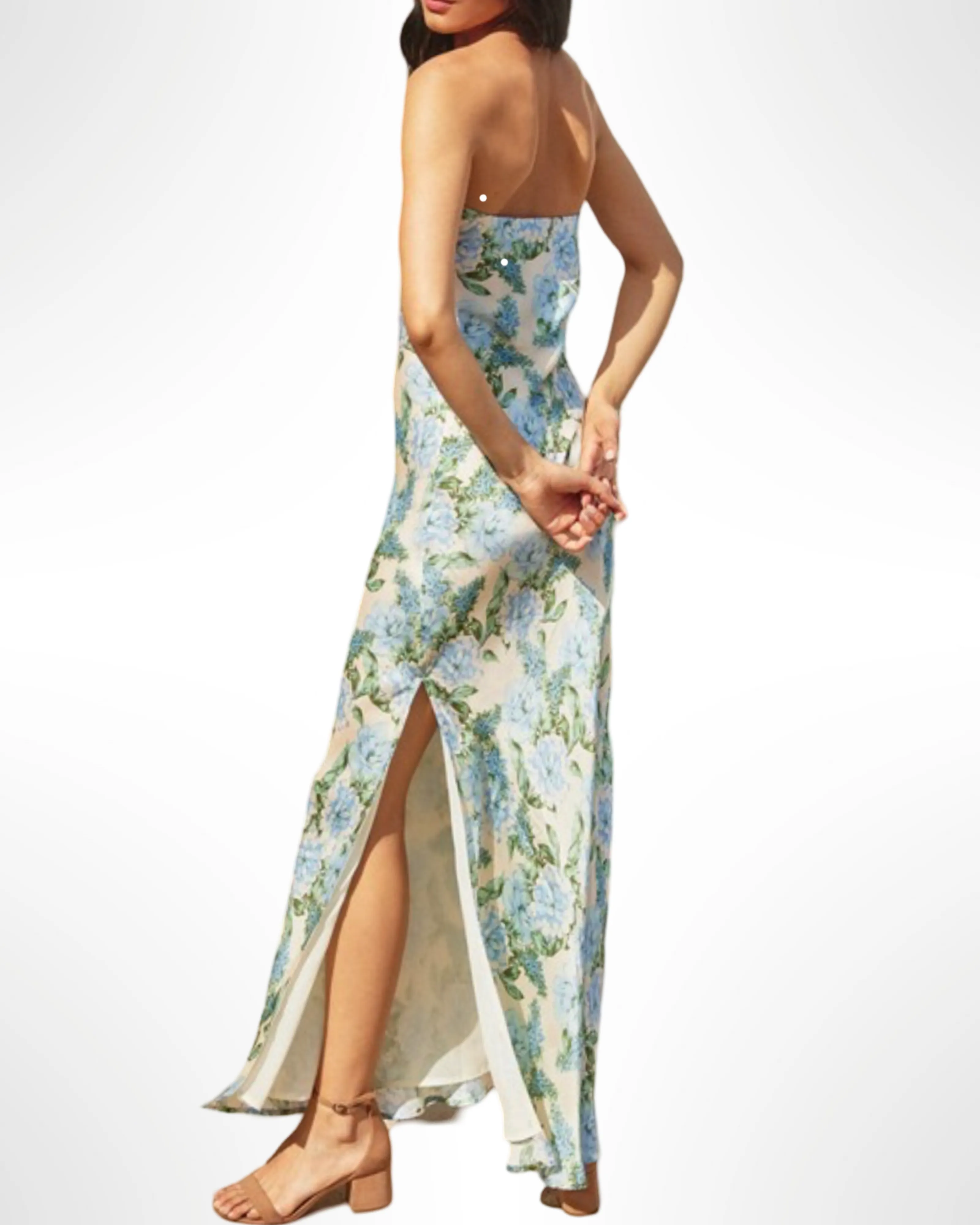 Livvi Hydranga Silk Strapless Dress