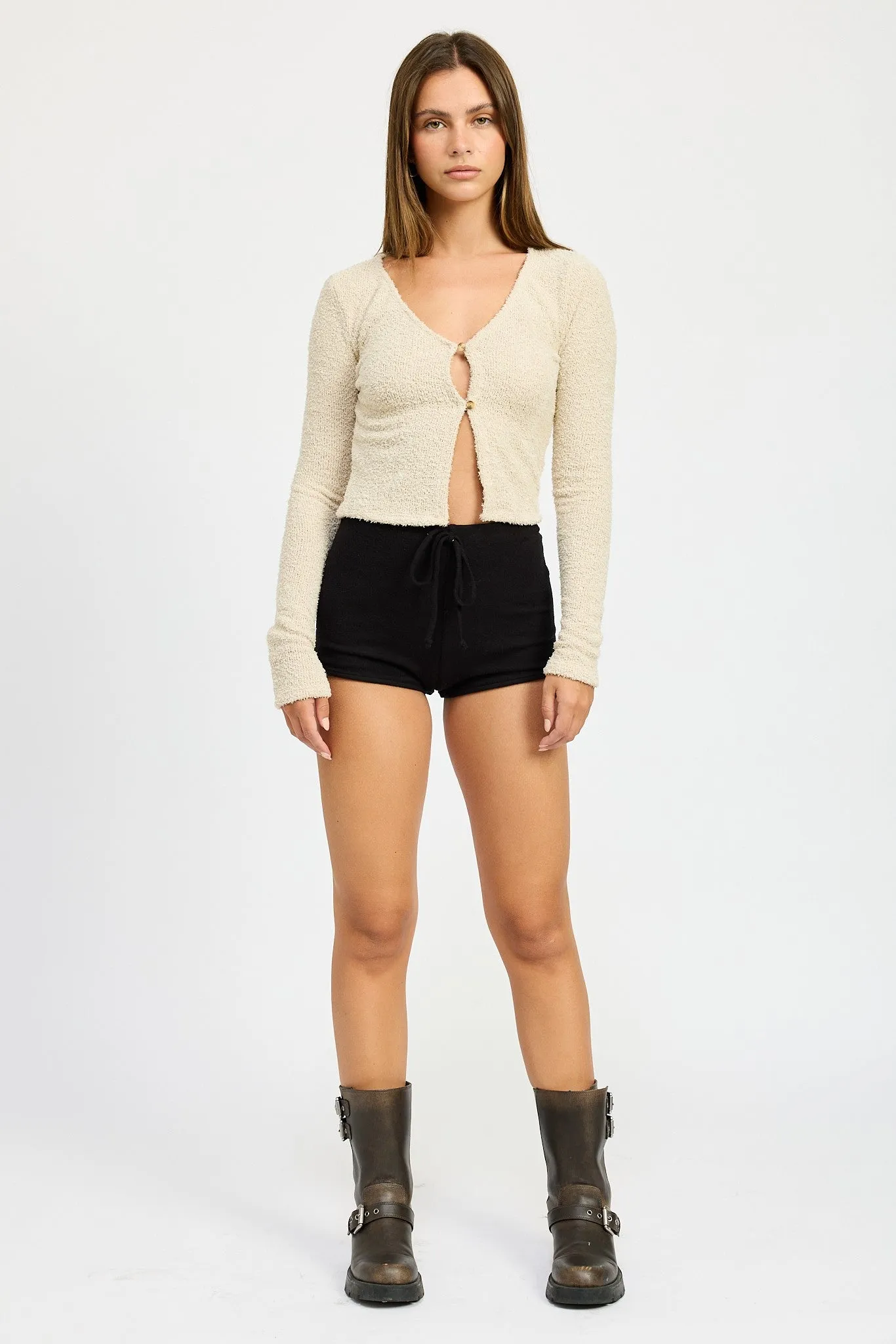 Long Sleeve Cropped Cardigan Sweater