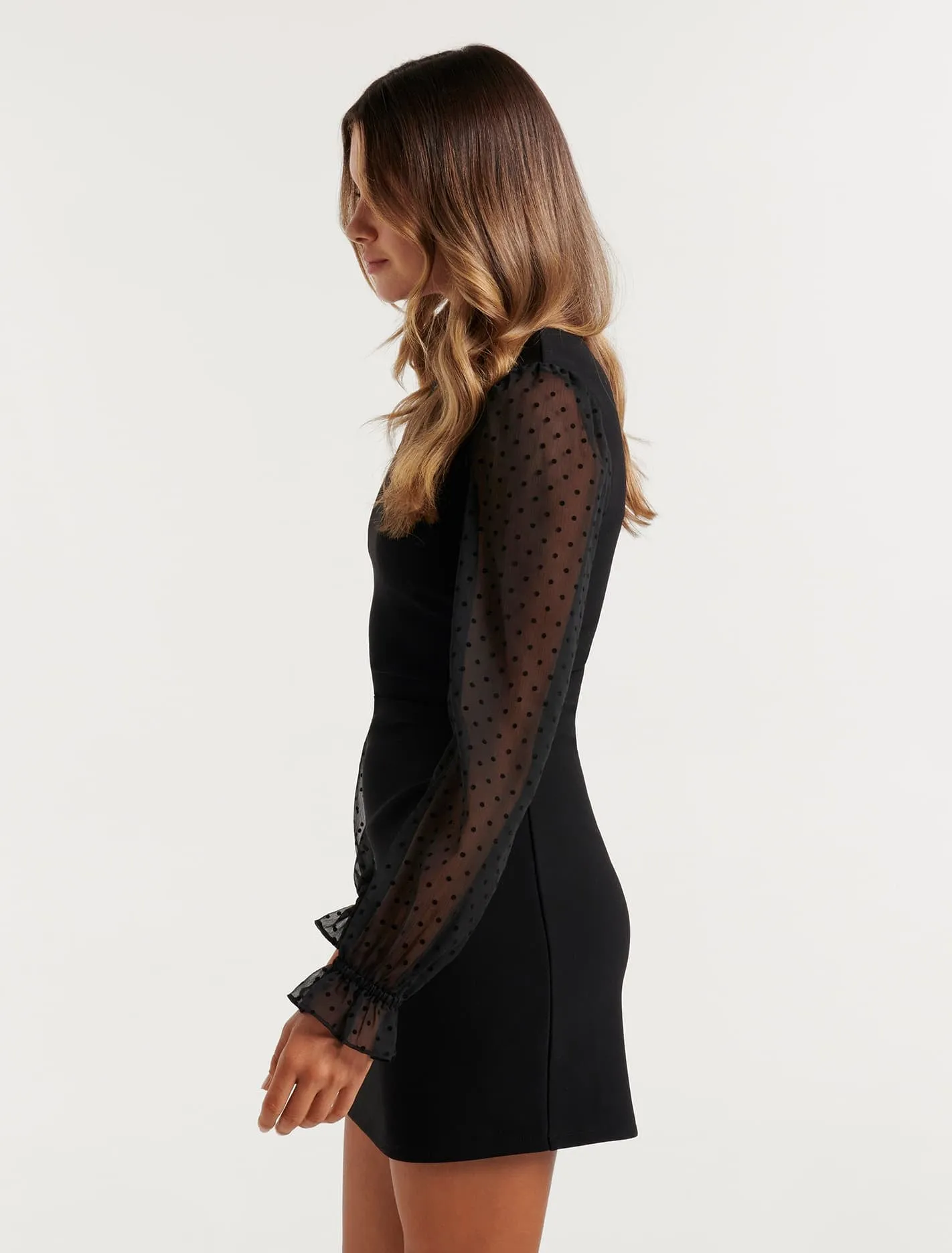 Mallory Spot Sleeve Mini Dress