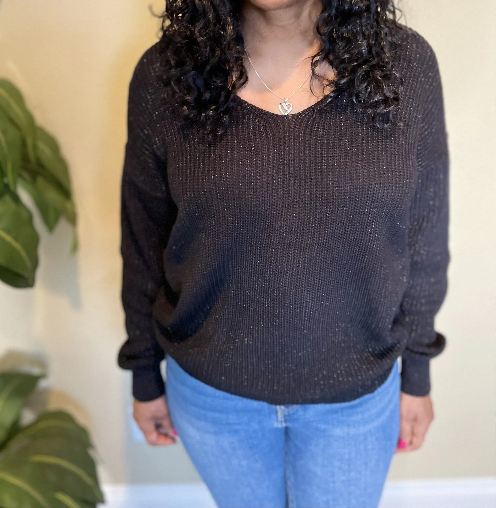 Metallic Criss Cross Backless Sweater