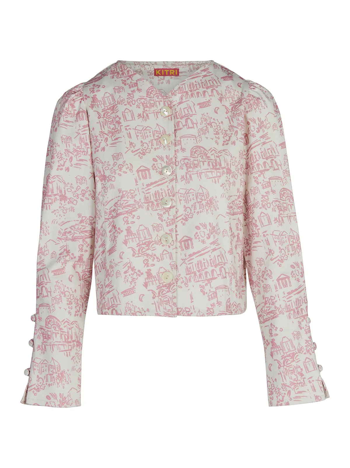 Olivia Pink Theatre Print Denim Top