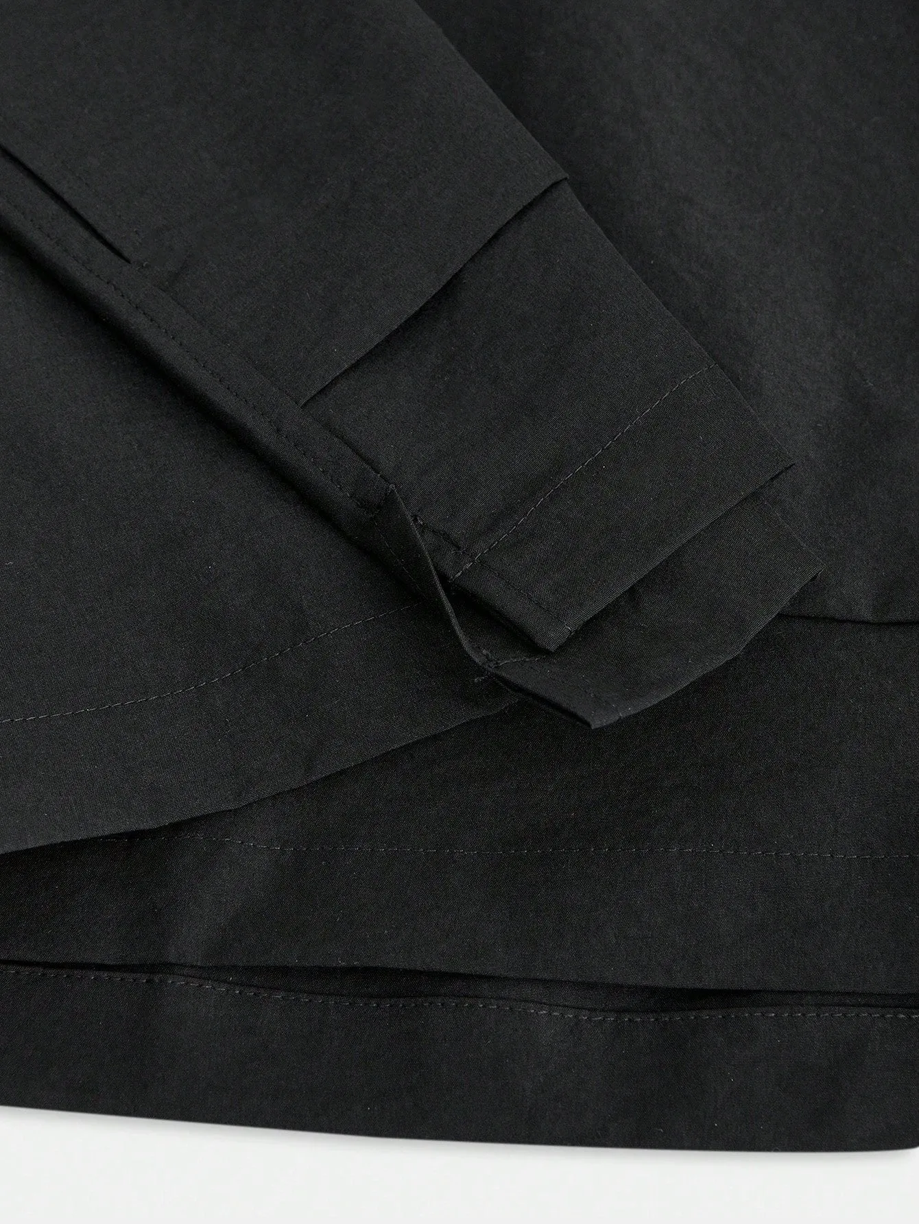 Ontre Men's Black Loose Solid Color Front Buttons Long Sleeve Pocket Simple Casual Jacket Coat, Versatile For New Year, Holidays, Casual Wear