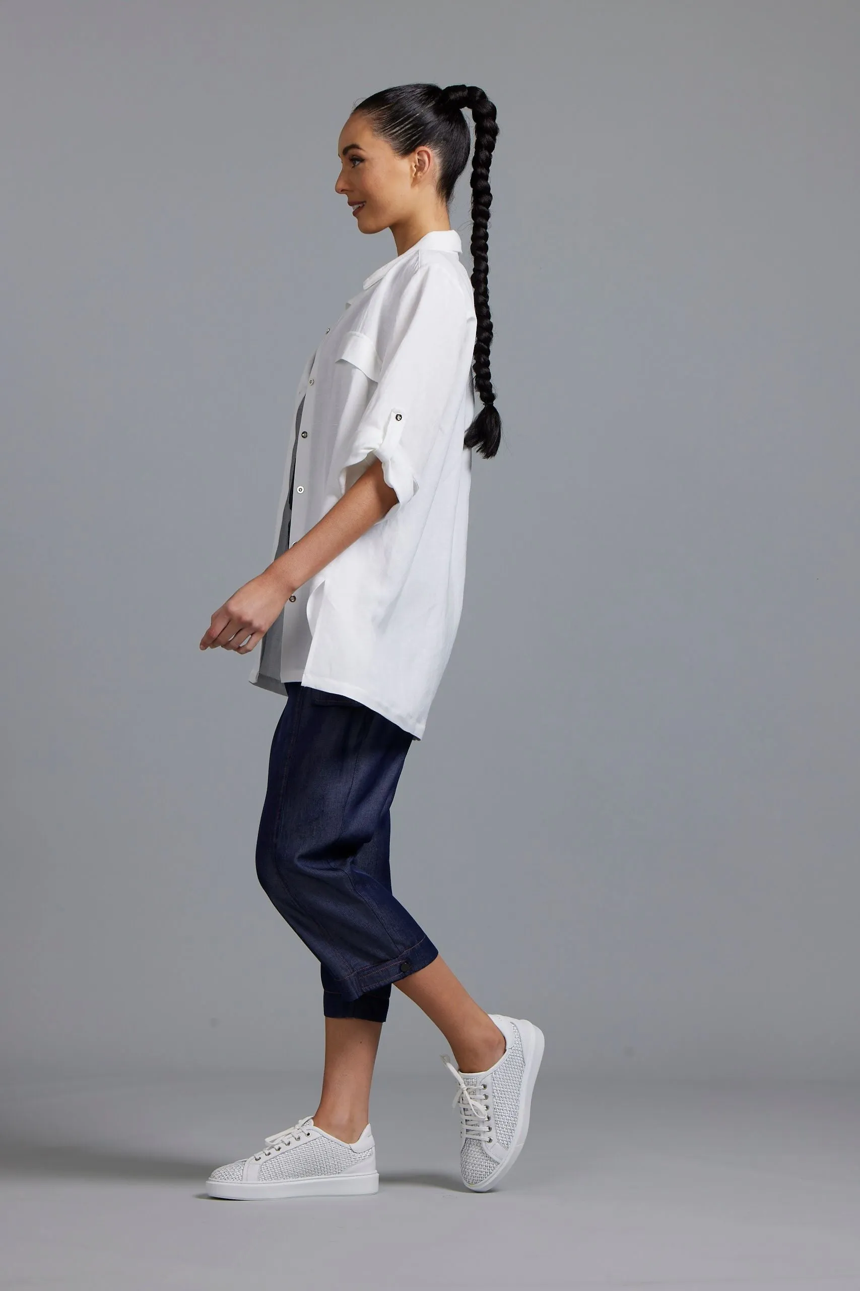 Paula Ryan Washer Linen Casual Pant - Navy