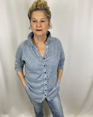 PBJ Button Up Cardigan in Chambray BL332