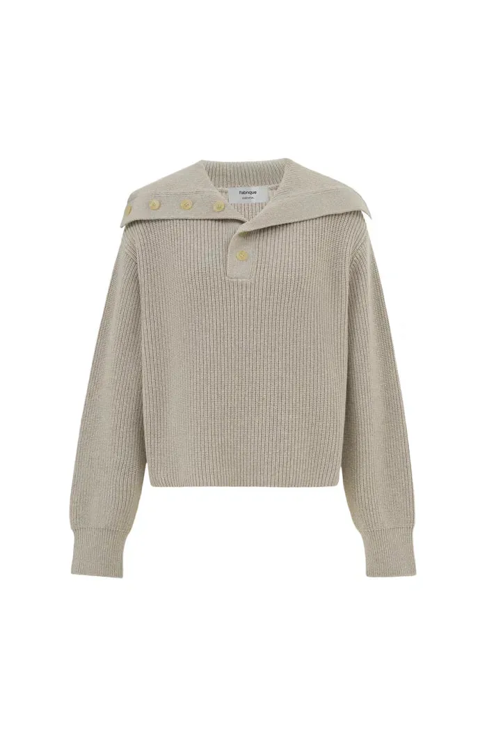 Perina Oversized Turtleneck Sweater in Wool-Cotton Blend Knit