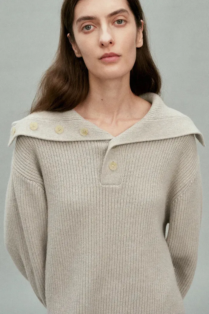 Perina Oversized Turtleneck Sweater in Wool-Cotton Blend Knit