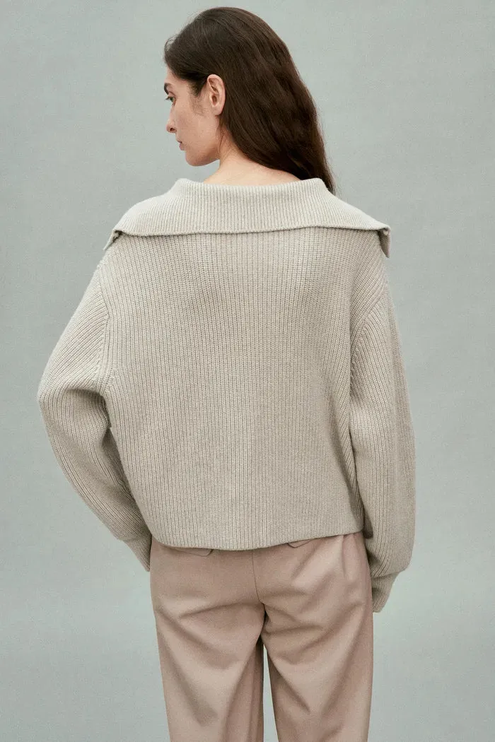 Perina Oversized Turtleneck Sweater in Wool-Cotton Blend Knit