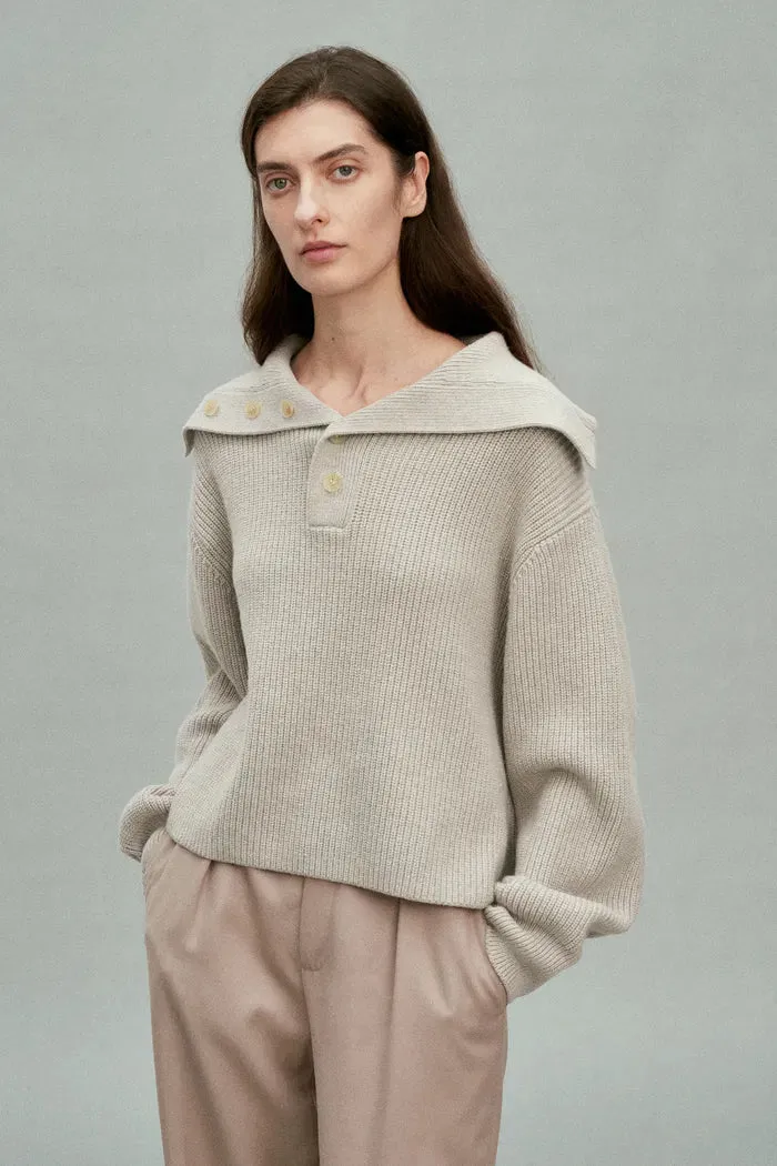 Perina Oversized Turtleneck Sweater in Wool-Cotton Blend Knit