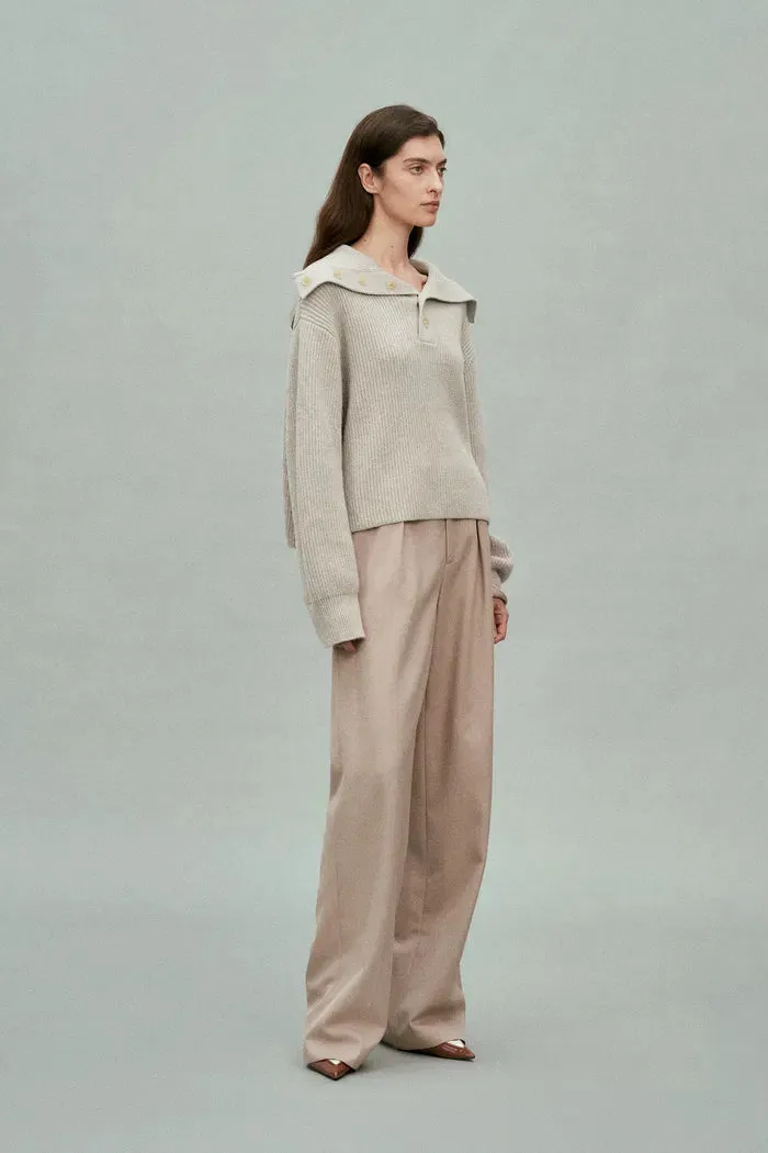 Perina Oversized Turtleneck Sweater in Wool-Cotton Blend Knit