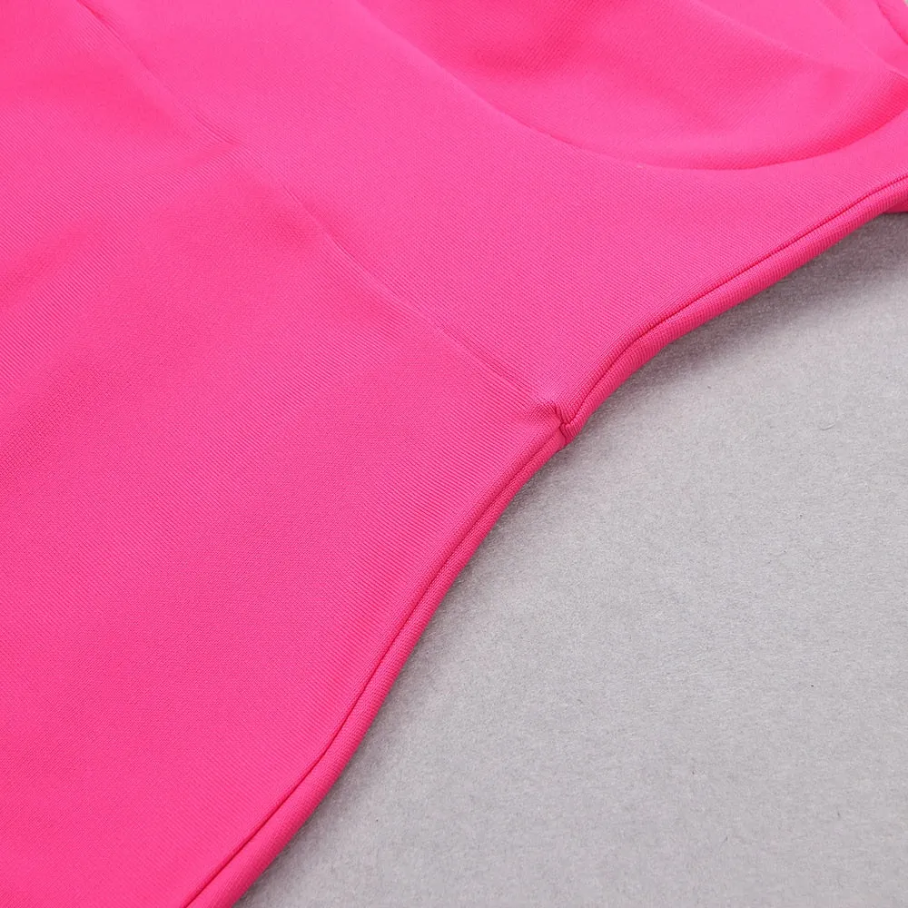 Pink Midi Dress with Open Shoulders